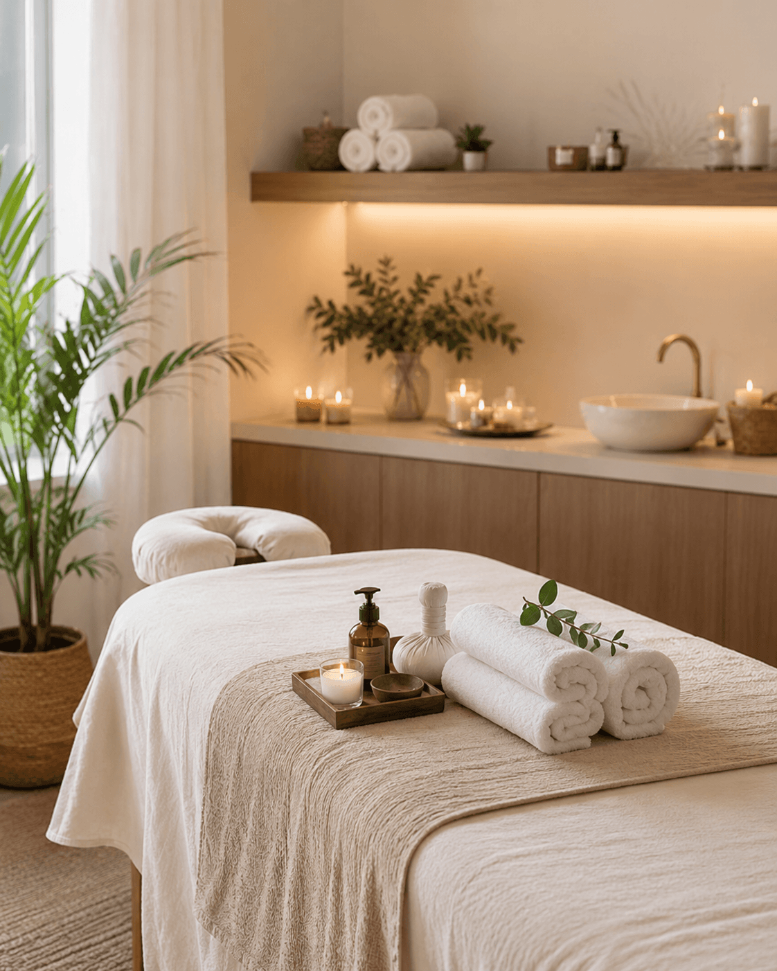 Relaxing house-call massage setup